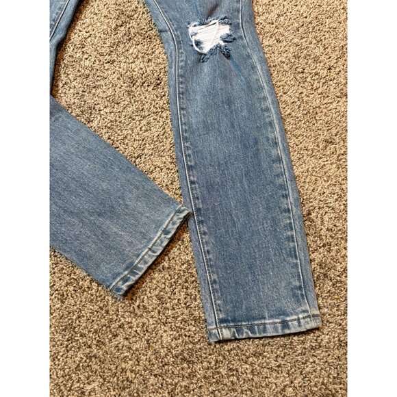 NEW WEWOREWHAT Denim the Danielle High-Rise Vintage Straight Jeans Distressed 25 - Picture 6 of 14